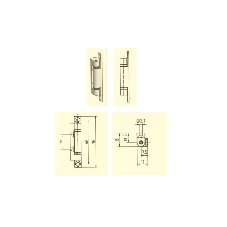 Two part Aluminium Hinge - Pack of 2